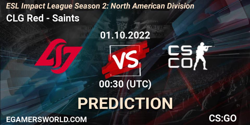 CLG Red vs Saints: Match Prediction. 01.10.22, CS2 (CS:GO), ESL Impact League Season 2: North American Division