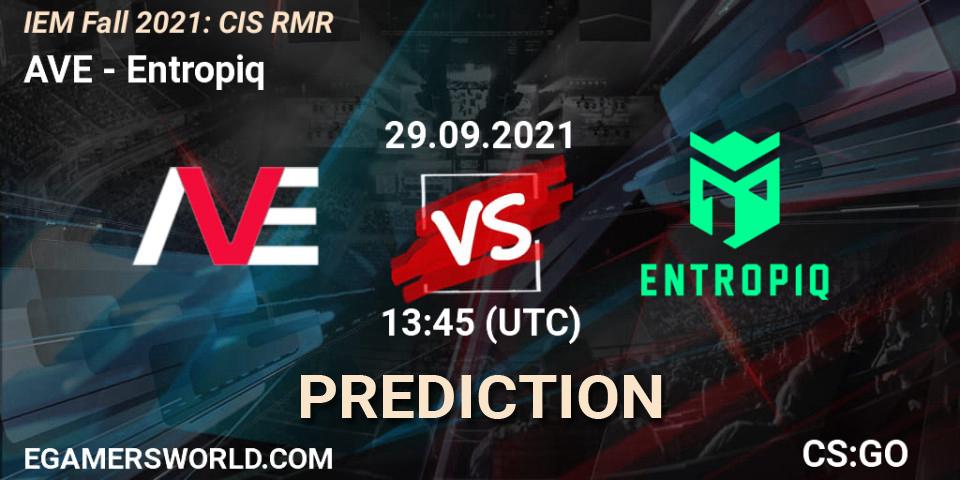AVE vs Entropiq: Match Prediction. 29.09.2021 at 14:15, Counter-Strike (CS2), IEM Fall 2021: CIS RMR