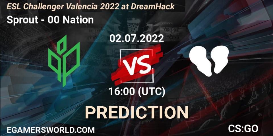 Sprout vs 00 Nation: Match Prediction. 02.07.2022 at 16:10, Counter-Strike (CS2), ESL Challenger Valencia 2022 at DreamHack