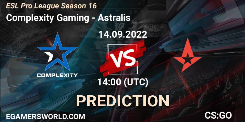 Complexity Gaming vs Astralis: Match Prediction. 14.09.2022 at 14:00, Counter-Strike (CS2), ESL Pro League Season 16