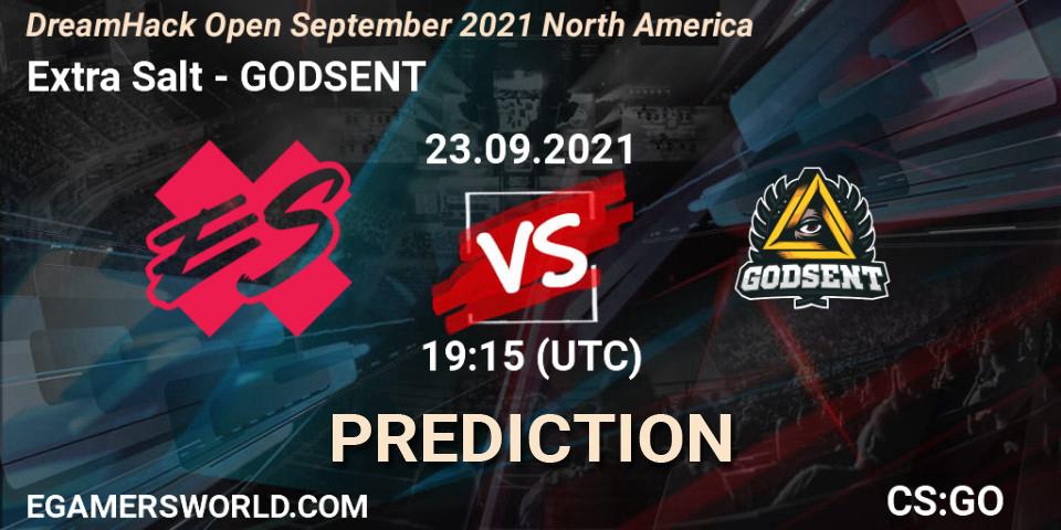 Extra Salt vs GODSENT: Match Prediction. 23.09.2021 at 19:15, Counter-Strike (CS2), DreamHack Open September 2021 North America