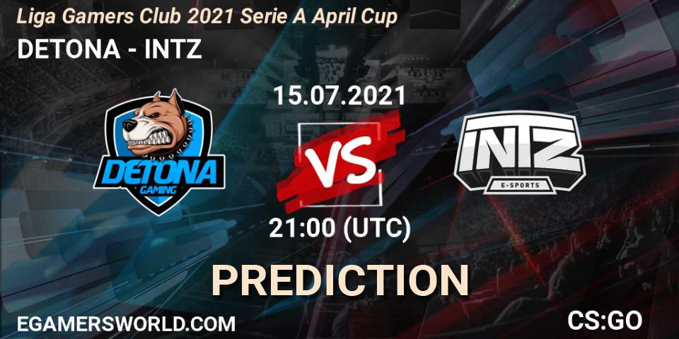 DETONA vs INTZ: Match Prediction. 15.07.2021 at 21:00, Counter-Strike (CS2), Liga Gamers Club 2021 Serie A April Cup