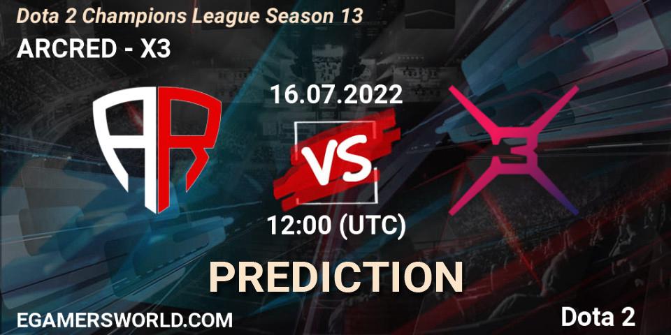 ARCRED vs X3: Match Prediction. 16.07.2022 at 13:30, Dota 2, Dota 2 Champions League Season 13