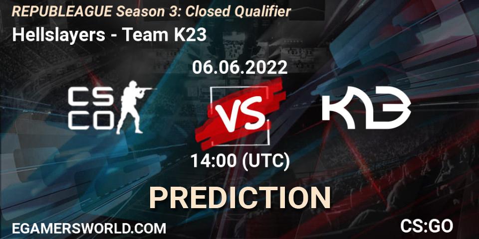 Hellslayers vs Team K23: Match Prediction. 06.06.2022 at 14:00, Counter-Strike (CS2), REPUBLEAGUE Season 3: Closed Qualifier
