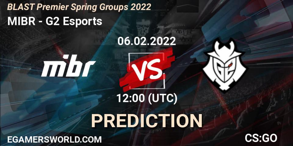 MIBR vs G2 Esports: Match Prediction. 06.02.2022 at 12:00, Counter-Strike (CS2), BLAST Premier Spring Groups 2022
