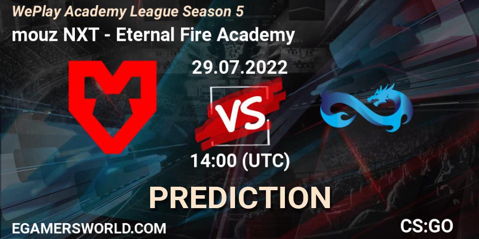 mouz NXT vs Eternal Fire Academy: Match Prediction. 29.07.2022 at 14:00, Counter-Strike (CS2), WePlay Academy League Season 5