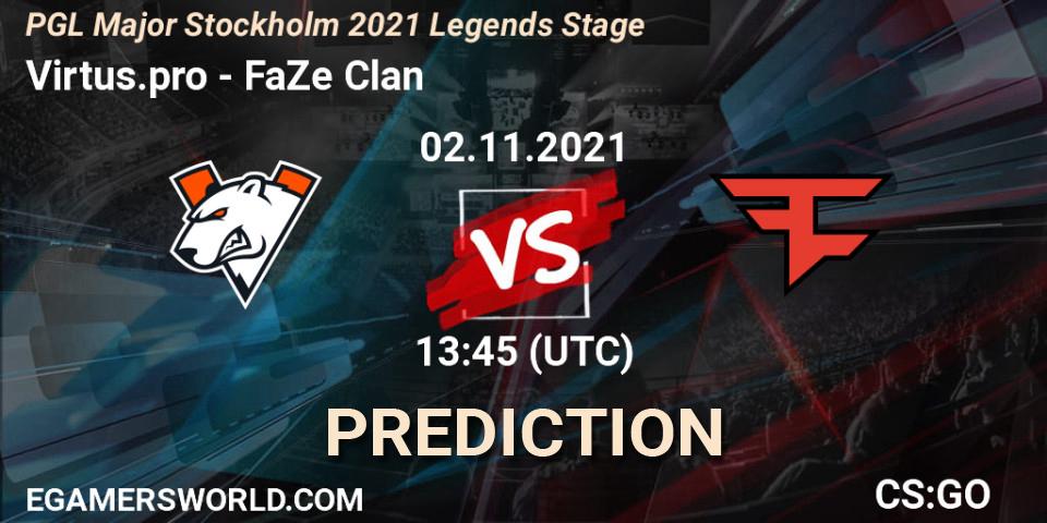 Virtus.pro vs FaZe Clan: Match Prediction. 02.11.2021 at 14:20, Counter-Strike (CS2), PGL Major Stockholm 2021 Legends Stage