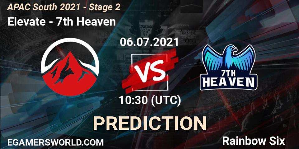 Elevate vs 7th Heaven: Match Prediction. 06.07.2021 at 10:30, Rainbow Six, APAC South 2021 - Stage 2