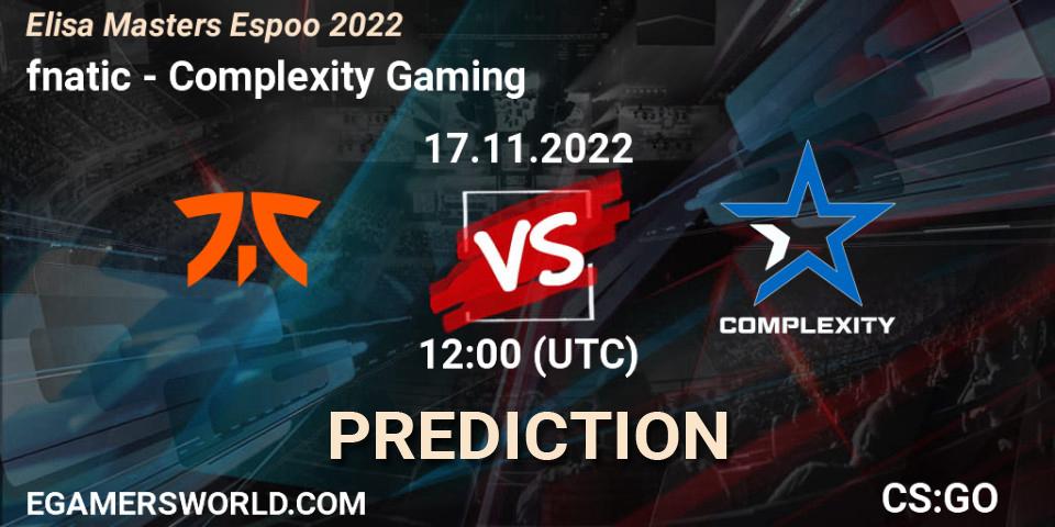 fnatic vs Complexity Gaming: Match Prediction. 17.11.22, CS2 (CS:GO), Elisa Masters Espoo 2022