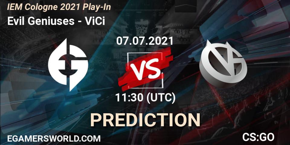 Evil Geniuses vs ViCi: Match Prediction. 07.07.2021 at 11:30, Counter-Strike (CS2), IEM Cologne 2021 Play-In
