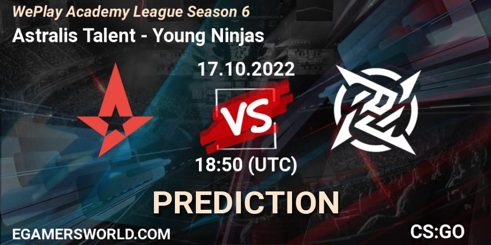 Astralis Talent vs Young Ninjas: Match Prediction. 17.10.22, CS2 (CS:GO), WePlay Academy League Season 6
