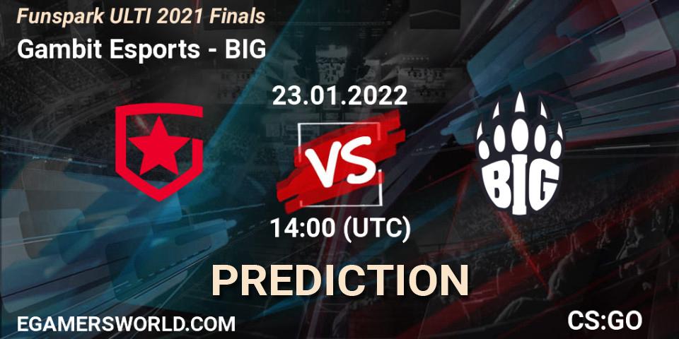 Gambit Esports vs BIG: Match Prediction. 23.01.22, CS2 (CS:GO), Funspark ULTI 2021 Finals