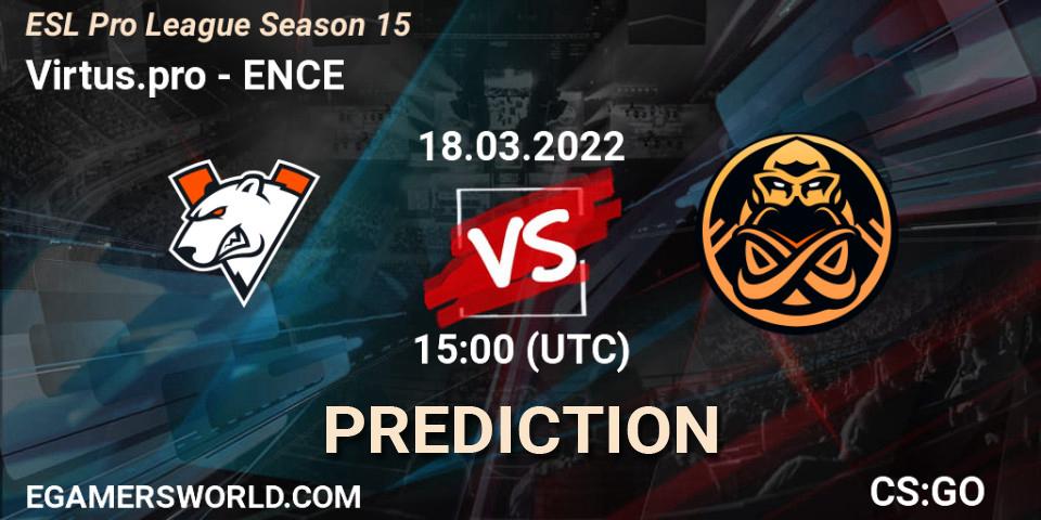 Outsiders vs ENCE: Match Prediction. 18.03.2022 at 15:30, Counter-Strike (CS2), ESL Pro League Season 15