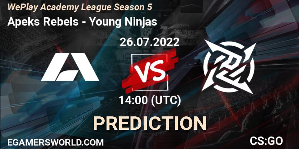 Apeks Rebels vs Young Ninjas: Match Prediction. 26.07.2022 at 14:00, Counter-Strike (CS2), WePlay Academy League Season 5