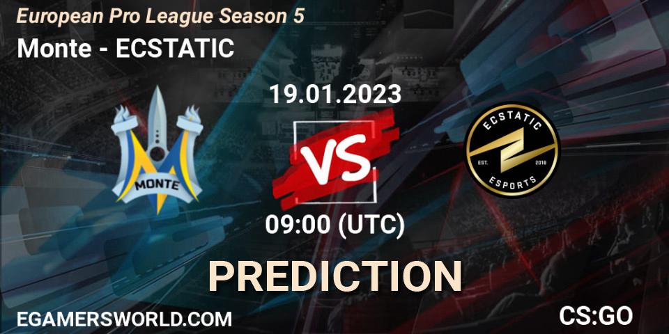 Monte vs ECSTATIC: Match Prediction. 19.01.2023 at 09:00, Counter-Strike (CS2), European Pro League Season 5
