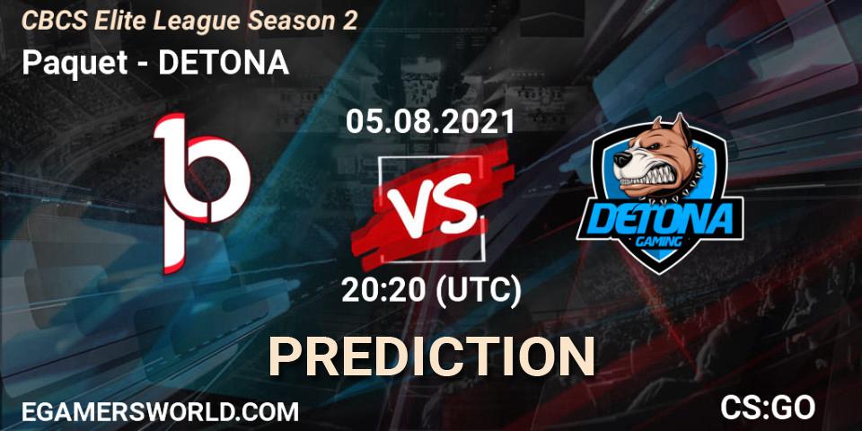 Paquetá vs DETONA: Match Prediction. 05.08.2021 at 20:20, Counter-Strike (CS2), CBCS Elite League Season 2
