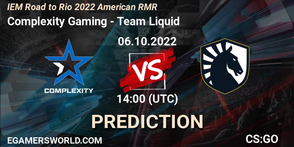 Complexity Gaming vs Team Liquid: Match Prediction. 06.10.22, CS2 (CS:GO), IEM Road to Rio 2022 American RMR