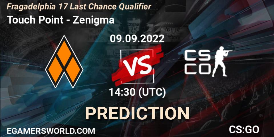 Touch Point vs Zenigma: Match Prediction. 09.09.2022 at 14:30, Counter-Strike (CS2), Fragadelphia 17 Last Chance Qualifier