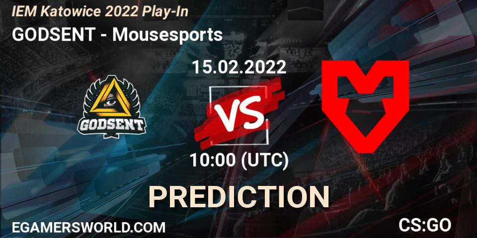GODSENT vs Mousesports: Match Prediction. 15.02.22, CS2 (CS:GO), IEM Katowice 2022 Play-In