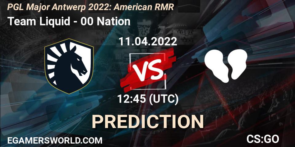 Team Liquid vs 00 Nation: Match Prediction. 11.04.2022 at 13:40, Counter-Strike (CS2), PGL Major Antwerp 2022: American RMR