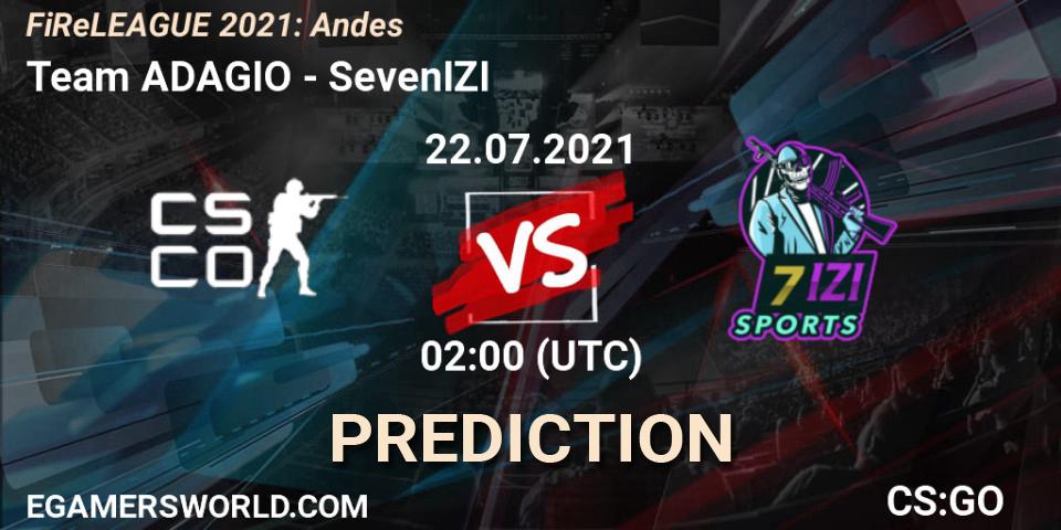 Team ADAGIO vs SevenIZI: Match Prediction. 22.07.2021 at 03:00, Counter-Strike (CS2), FiReLEAGUE 2021: Andes