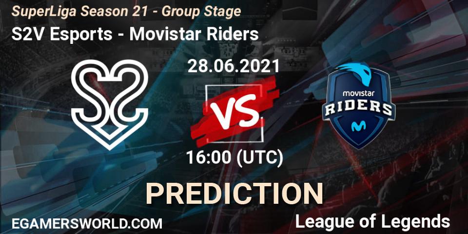S2V Esports vs Movistar Riders: Match Prediction. 28.06.2021 at 16:00, LoL, SuperLiga Season 21 - Group Stage 
