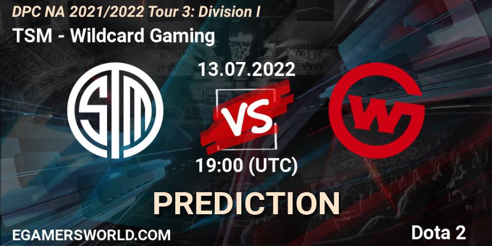 TSM vs Wildcard Gaming: Match Prediction. 13.07.2022 at 19:43, Dota 2, DPC NA 2021/2022 Tour 3: Division I