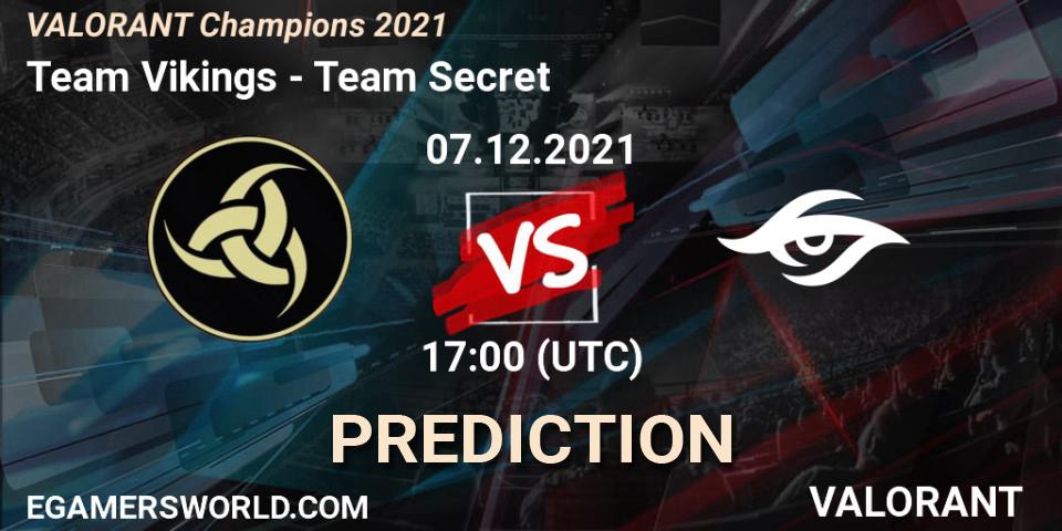 Team Vikings vs Team Secret: Match Prediction. 07.12.2021 at 18:30, VALORANT, VALORANT Champions 2021