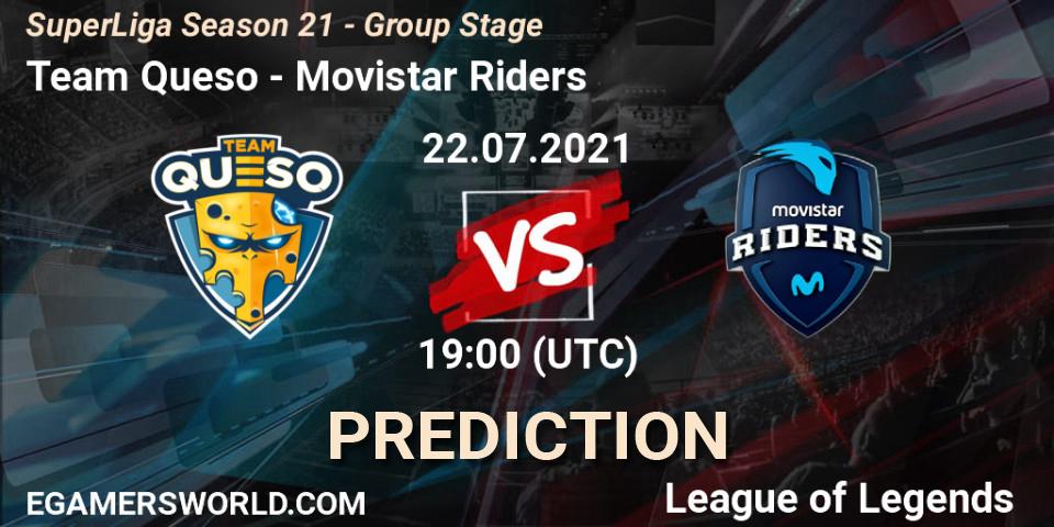 Team Queso vs Movistar Riders: Match Prediction. 22.07.2021 at 19:45, LoL, SuperLiga Season 21 - Group Stage 
