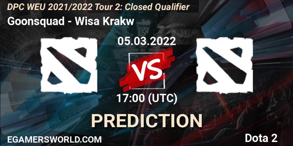 Goonsquad vs Wisła Kraków: Match Prediction. 05.03.2022 at 17:00, Dota 2, DPC WEU 2021/2022 Tour 2: Closed Qualifier