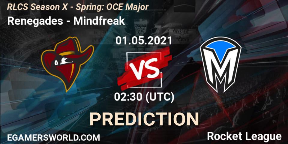 Renegades vs Mindfreak: Match Prediction. 01.05.2021 at 02:20, Rocket League, RLCS Season X - Spring: OCE Major