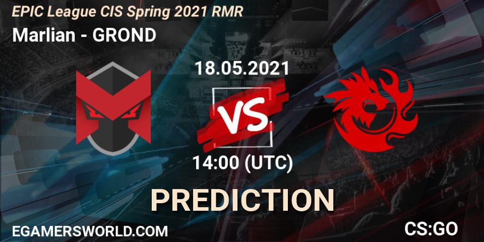 Marlian vs GROND: Match Prediction. 18.05.2021 at 14:00, Counter-Strike (CS2), EPIC League CIS Spring 2021 RMR