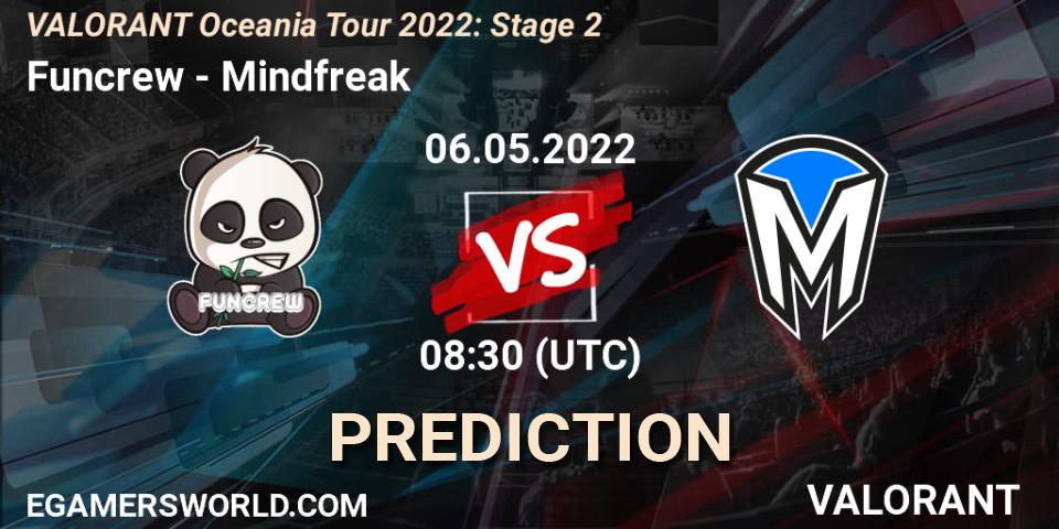 Funcrew vs Mindfreak: Match Prediction. 06.05.2022 at 08:30, VALORANT, VALORANT Oceania Tour 2022: Stage 2
