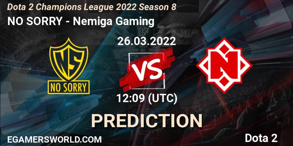 NO SORRY vs Nemiga Gaming: Match Prediction. 26.03.2022 at 12:09, Dota 2, Dota 2 Champions League 2022 Season 8