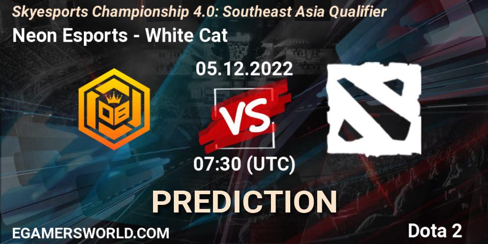 Neon Esports vs White Cat: Match Prediction. 05.12.2022 at 08:06, Dota 2, Skyesports Championship 4.0: Southeast Asia Qualifier