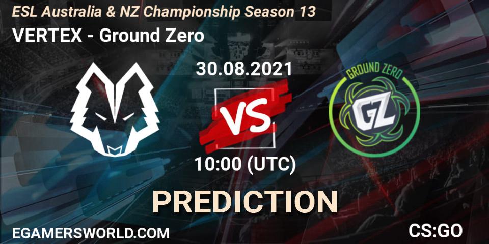 VERTEX vs Ground Zero: Match Prediction. 30.08.2021 at 10:25, Counter-Strike (CS2), ESL Australia & NZ Championship Season 13
