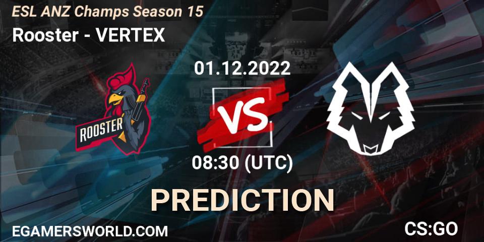 Rooster vs VERTEX: Match Prediction. 01.12.22, CS2 (CS:GO), ESL ANZ Champs Season 15