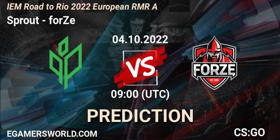 Sprout vs forZe: Match Prediction. 04.10.22, CS2 (CS:GO), IEM Road to Rio 2022 European RMR A