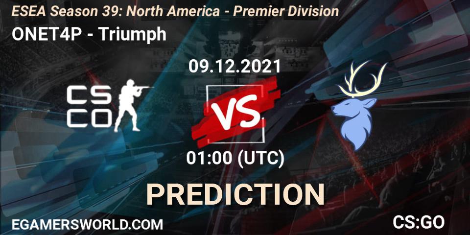 ONET4P vs Triumph: Match Prediction. 09.12.21, CS2 (CS:GO), ESEA Season 39: North America - Premier Division