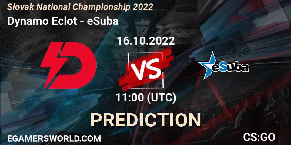 Dynamo Eclot vs eSuba: Match Prediction. 16.10.2022 at 11:00, Counter-Strike (CS2), Slovak National Championship 2022