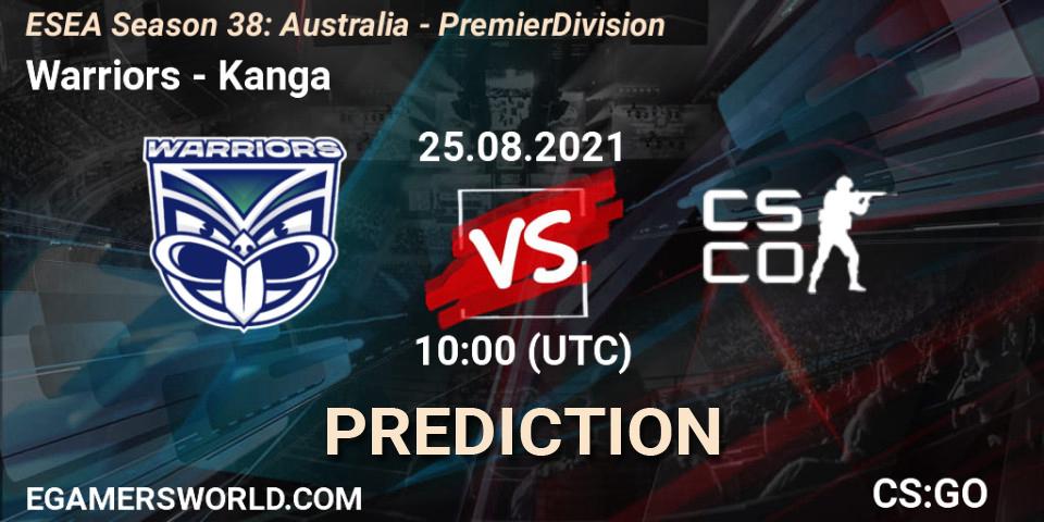 Warriors vs Kanga: Match Prediction. 25.08.2021 at 10:00, Counter-Strike (CS2), ESEA Season 38: Australia - Premier Division
