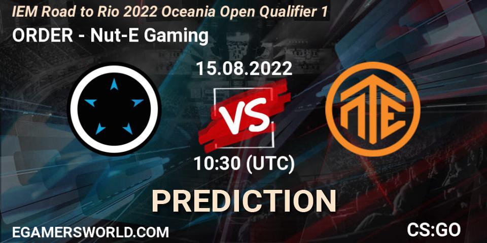 ORDER vs Nut-E Gaming: Match Prediction. 15.08.2022 at 10:30, Counter-Strike (CS2), IEM Road to Rio 2022 Oceania Open Qualifier 1
