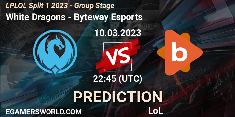 White Dragons vs Byteway Esports: Match Prediction. 10.03.2023 at 22:45, LoL, LPLOL Split 1 2023 - Group Stage