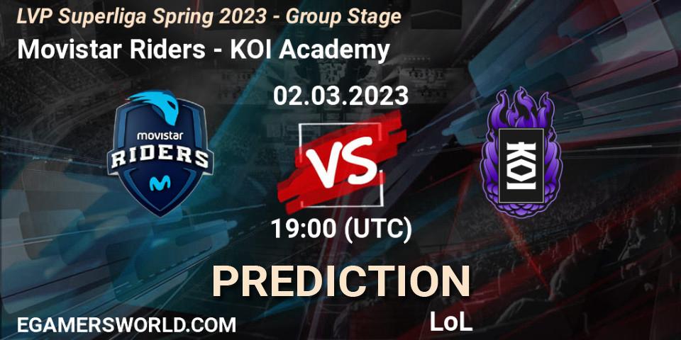 Movistar Riders vs KOI Academy: Match Prediction. 02.03.2023 at 21:00, LoL, LVP Superliga Spring 2023 - Group Stage