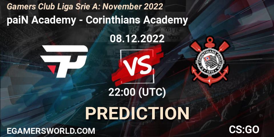 paiN Academy vs Corinthians Academy: Match Prediction. 08.12.22, CS2 (CS:GO), Gamers Club Liga Série A: November 2022