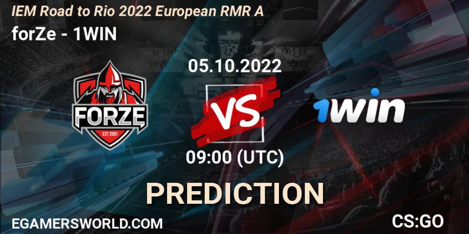 forZe vs 1WIN: Match Prediction. 05.10.22, CS2 (CS:GO), IEM Road to Rio 2022 European RMR A