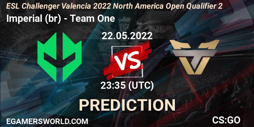 Imperial (br) vs Team One: Match Prediction. 22.05.2022 at 23:35, Counter-Strike (CS2), ESL Challenger Valencia 2022 North America Open Qualifier 2