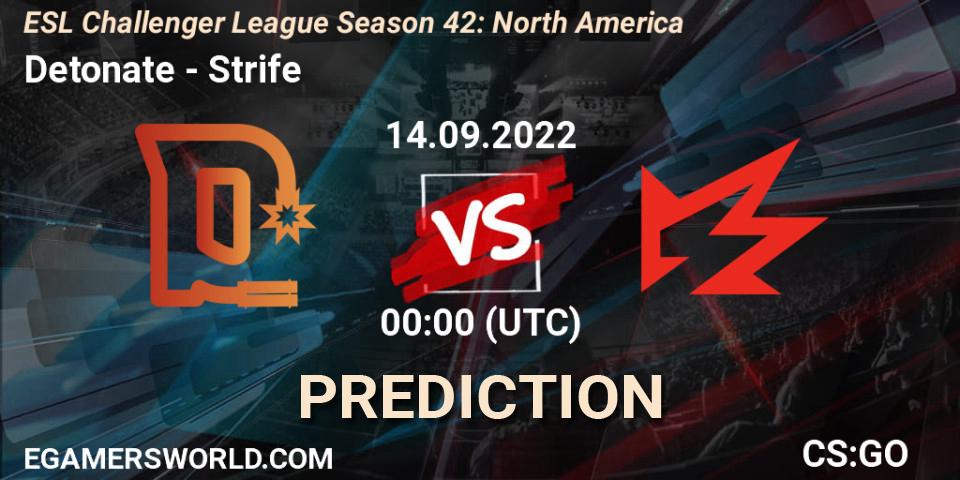 Detonate vs Strife: Match Prediction. 14.09.2022 at 00:00, Counter-Strike (CS2), ESL Challenger League Season 42: North America