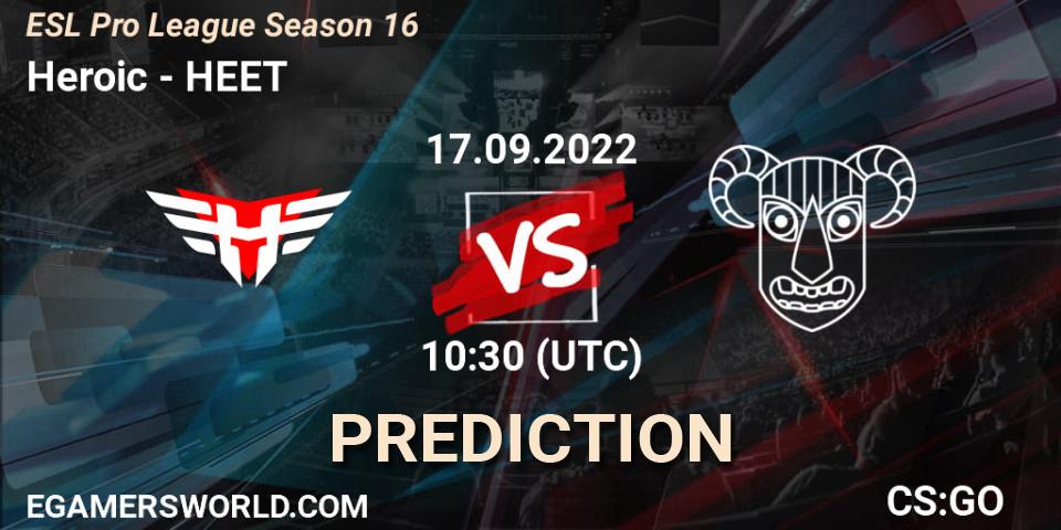Heroic vs HEET: Match Prediction. 17.09.2022 at 10:30, Counter-Strike (CS2), ESL Pro League Season 16