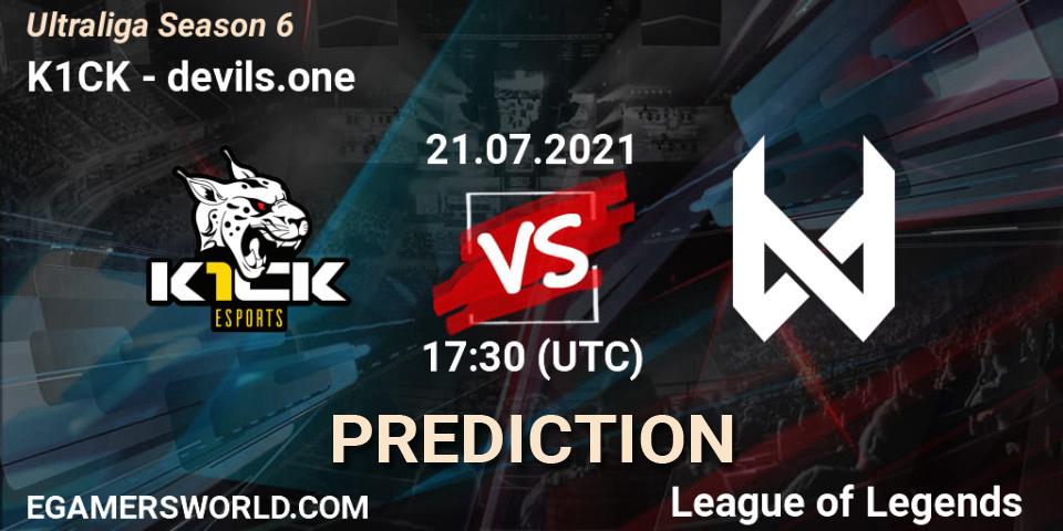 K1CK vs devils.one: Match Prediction. 21.07.21, LoL, Ultraliga Season 6